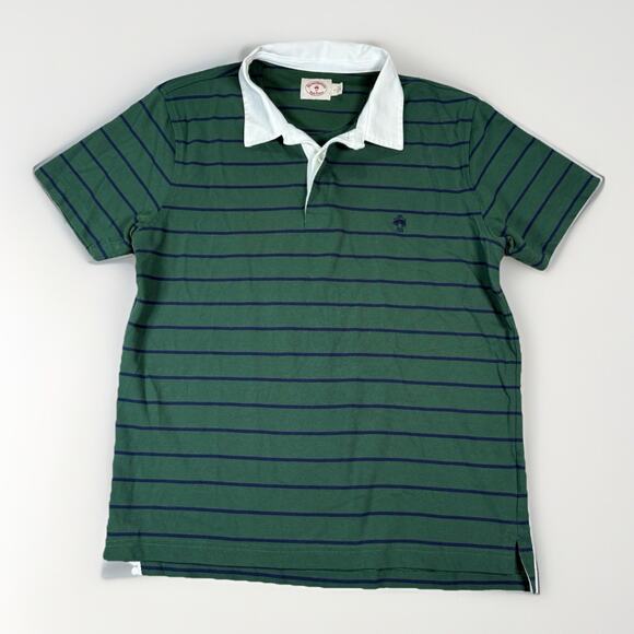 Brooks Brothers Men’s Size L Blue White Green Striped Polo Short Sleeve Y2K Prep - Picture 2 of 8